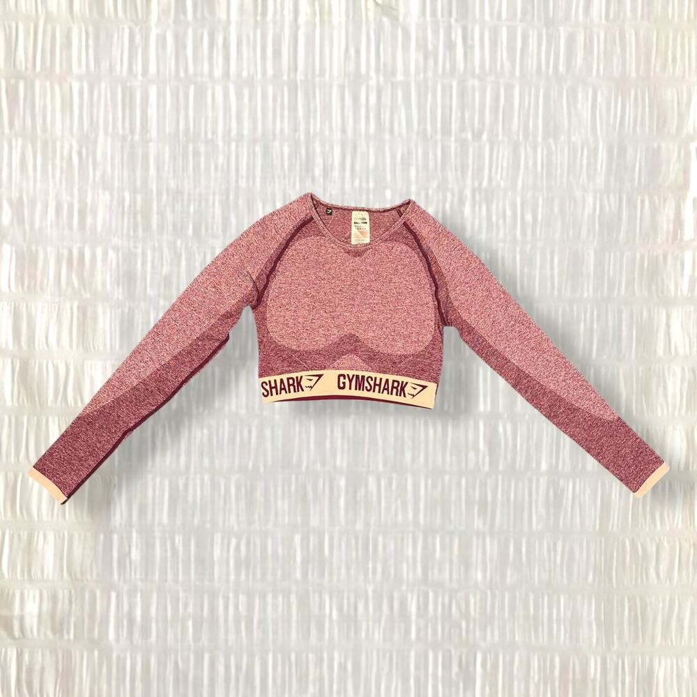 Gymshark Women’s Athletic Pink Cropped Long Sleeve Top – Size S